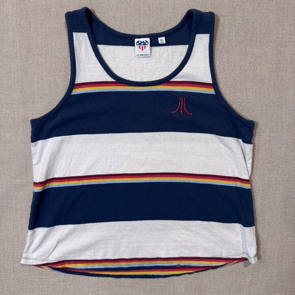 Vintage-Inspired Atari Rainbow Stripe Tank Top Junk Food Clothing XL Retro 80s - Picture 1 of 4